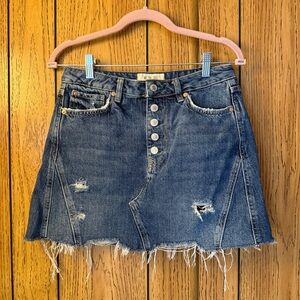 Free People Jean Skirt with Button Fly